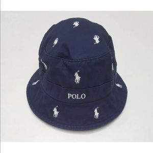Polo Ralph Lauren Navy With White Allover Embroidered Pony Bucket Hat